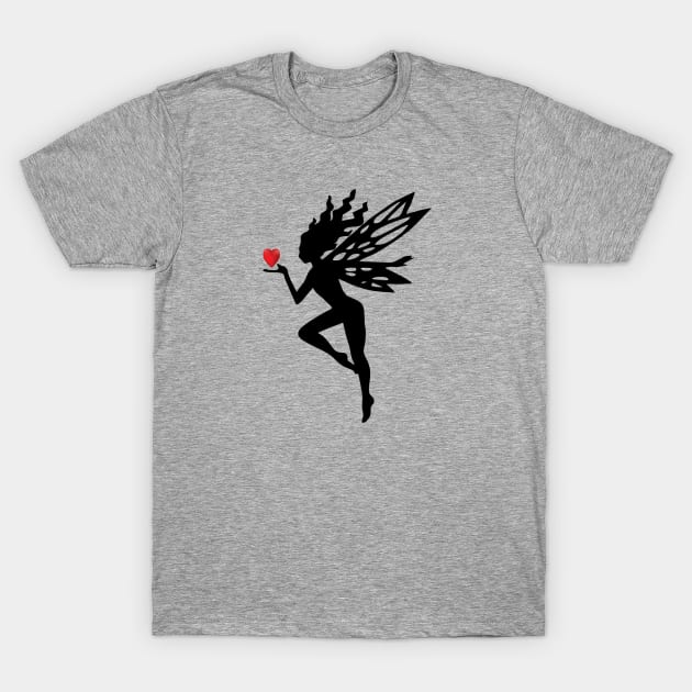 Fairy with Heart in Silhouette T-Shirt by kajo1350